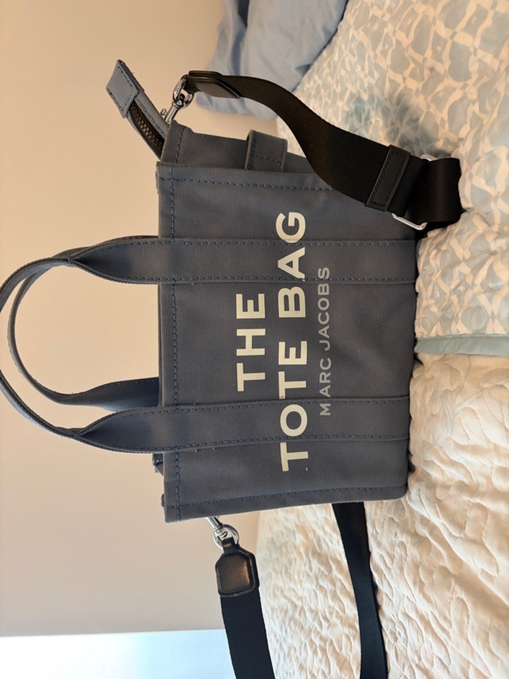 Marc Jacobs Slate Blue Canvas Crossbody Tote Bag